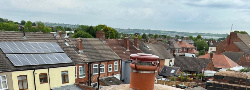 This is a photo taken from a roof which is being repaired by TRP Roofing Withernsea, it shows a street of houses, and their roofs